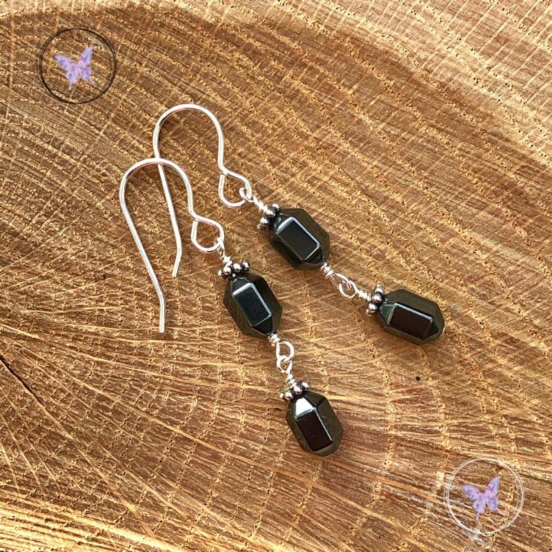 Hematite Faceted Drop Earrings